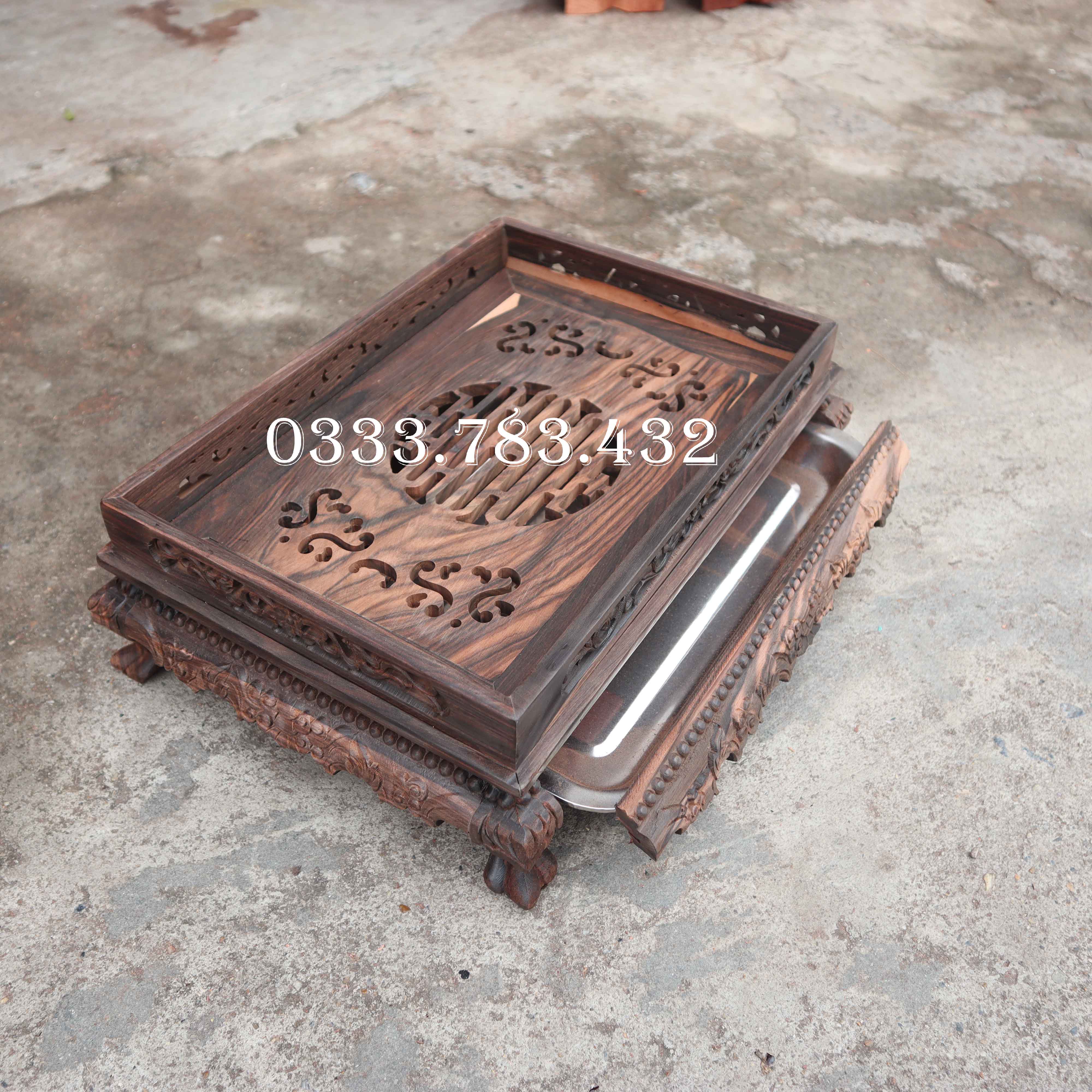 KHAY TRÀ CHÂN QUỲ PHÒNG KHÁCH ĐỂ BÀN GỖ MUN