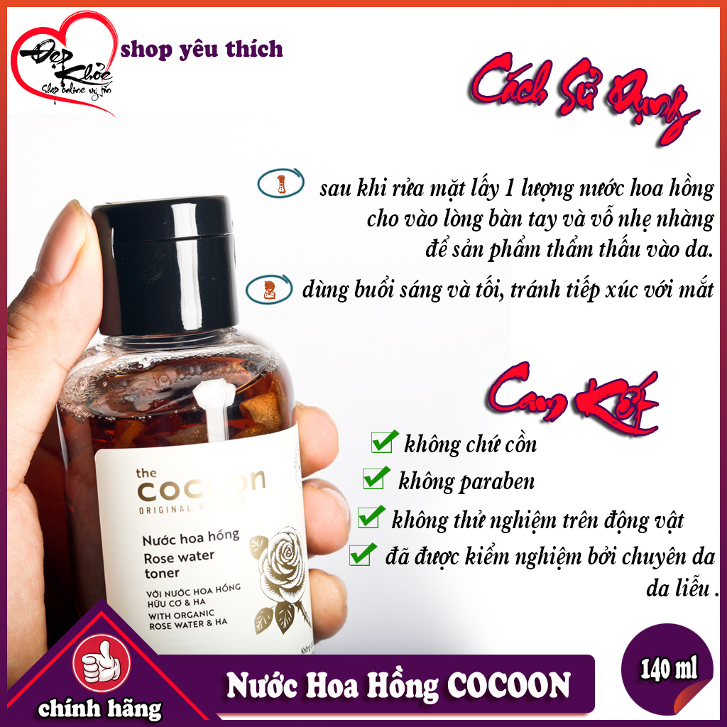 [HCM]Nước Hoa Hồng Cấp Ẩm Cho Da COCOON 140ml (rose water toner)
