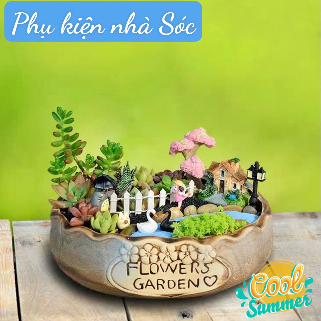 Thiên nga trắng mini trang trí tiểu cảnh dễ thương