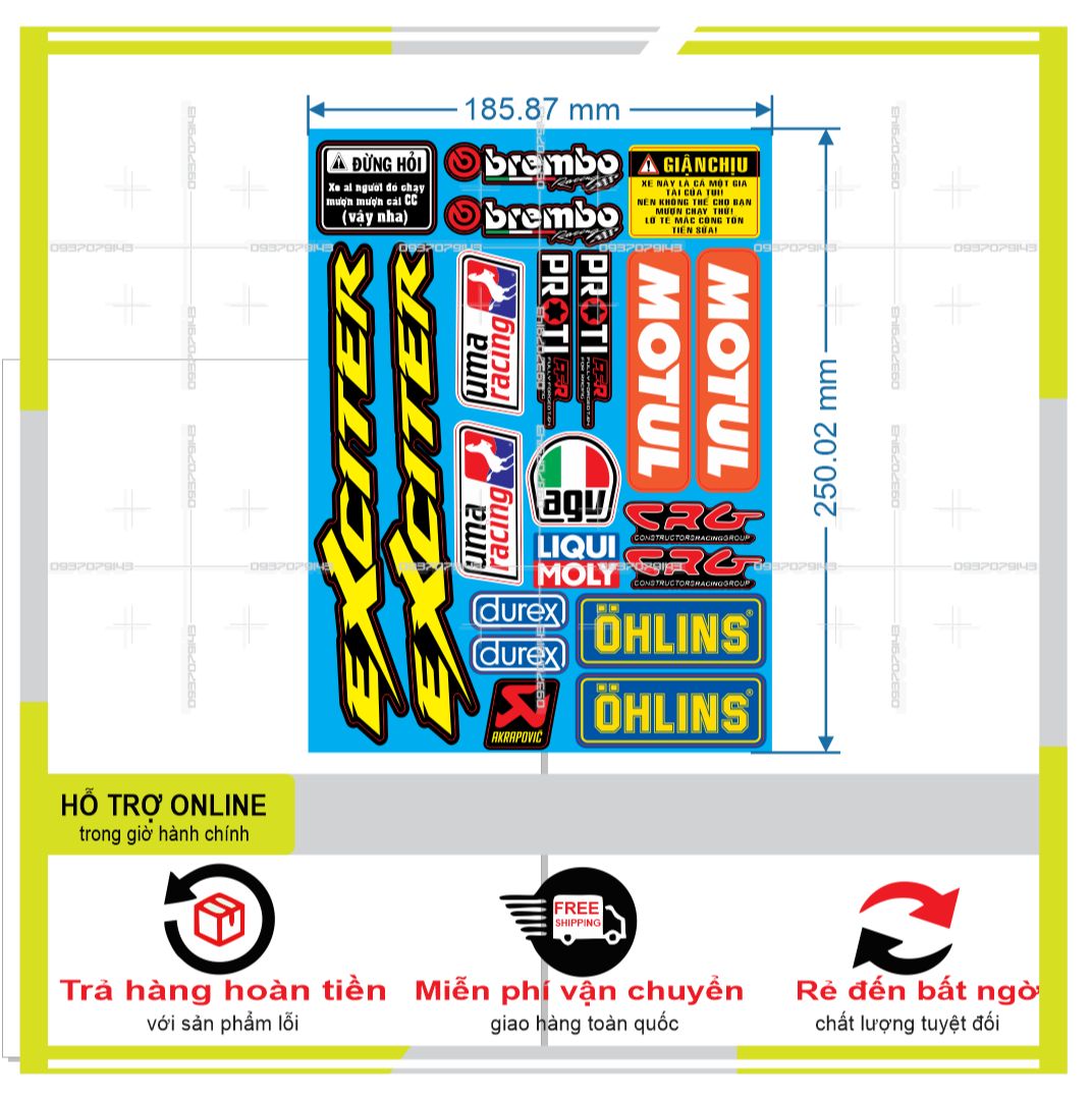 LOGO STICKER DÁN XE MÁY CHỮ EXCITER  { PHỤNG DECAL }