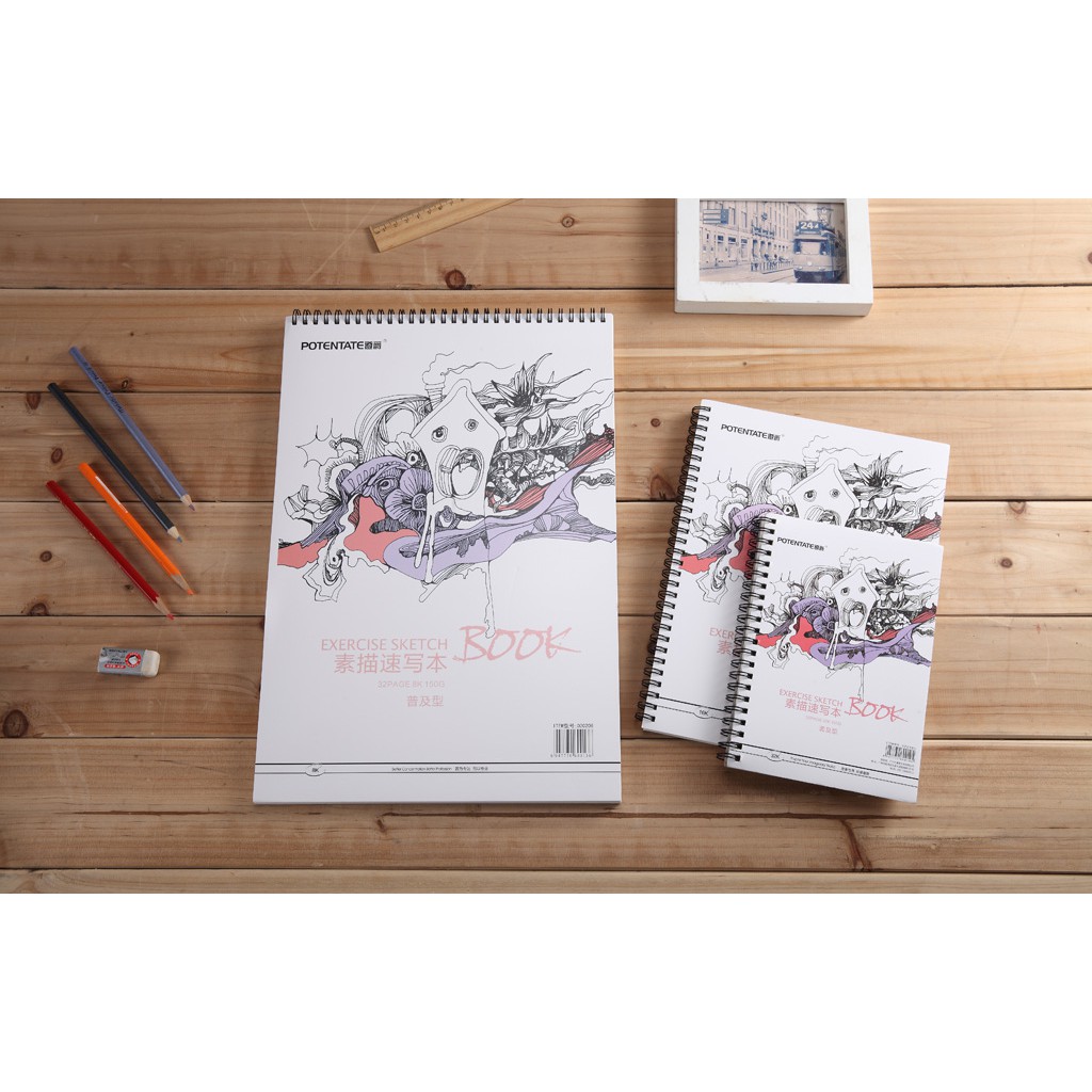 Sổ vẽ chì Potentate, Popular Sketch Book Potentate bìa trắng-Dụng cụ vẽ Tâm Tâm