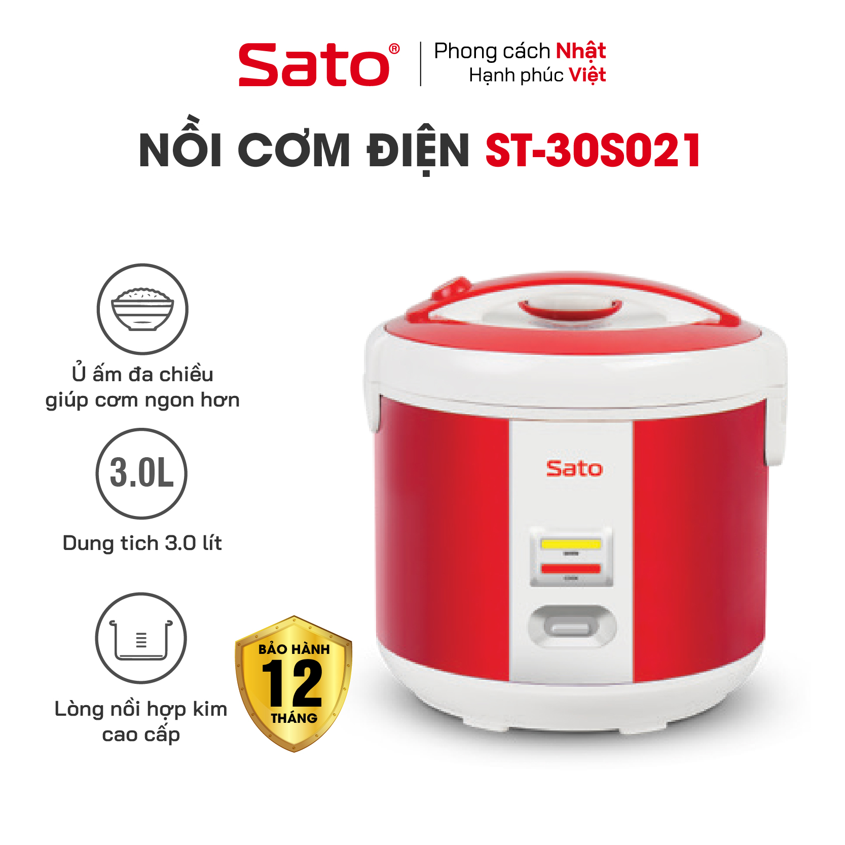 Nồi cơm điện 3L Sato 30S021
