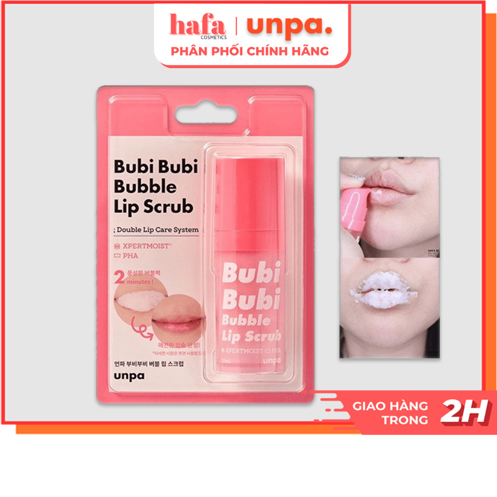 Tẩy da chết sủi bọt thải độc môi unpa bubi bubi bubble lip scrub 10ml _ unpa chính hãng