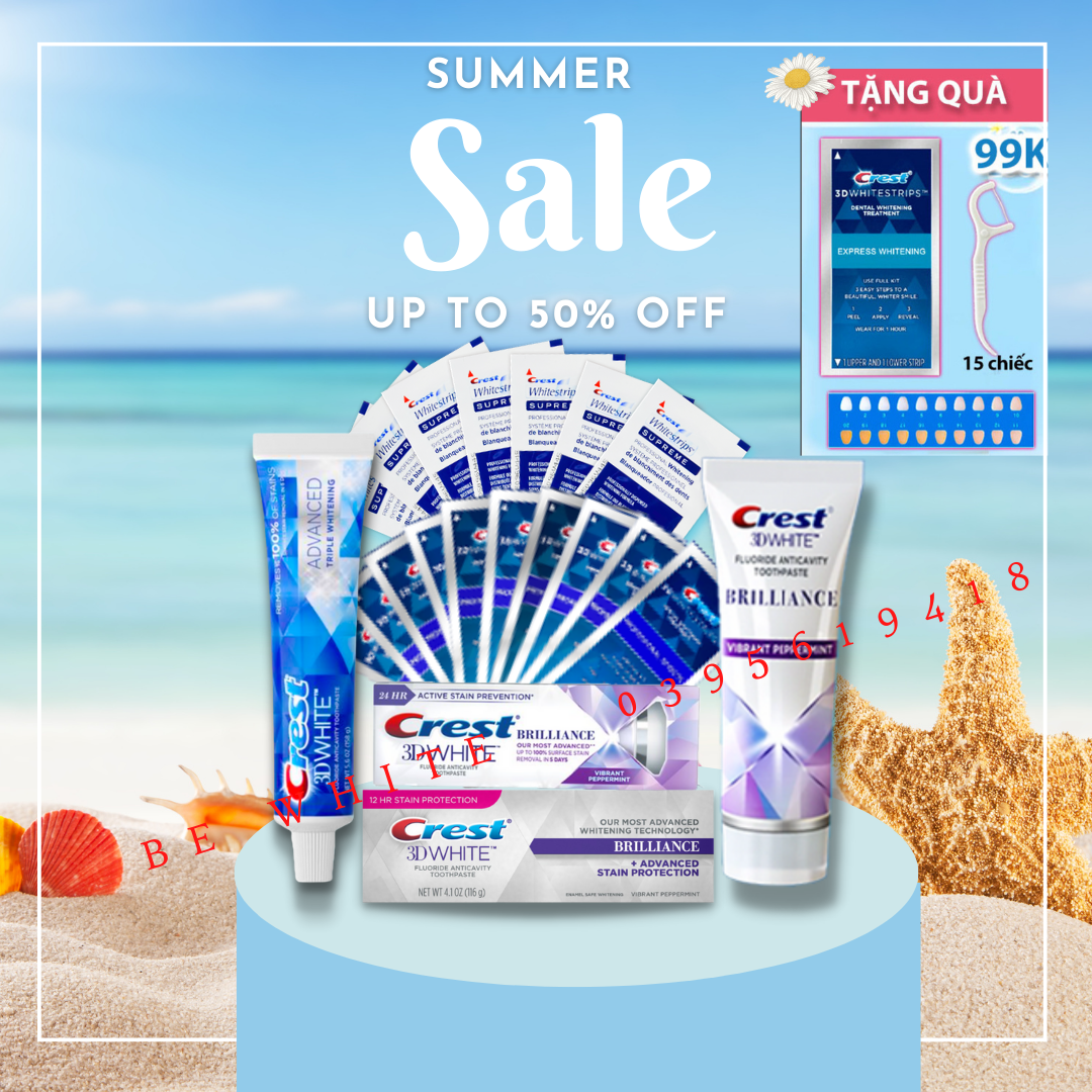 [Nhập RAISINGSTAR18, giảm 30k cho đơn 99k]Combo trắng răng Miếng dán trắng răng Crest Professional + Kem đánh răng Crest 3D (7 ngày)