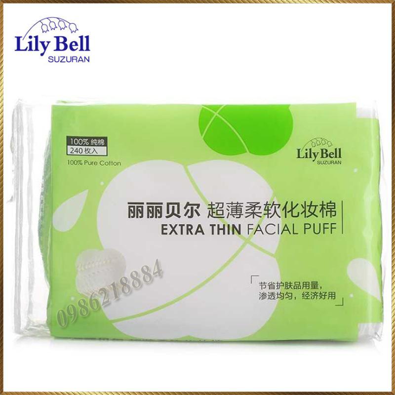 Bông tẩy trang Lily Bell vỏ xanh Extra Thin 240 miếng LBE24 nhập khẩu