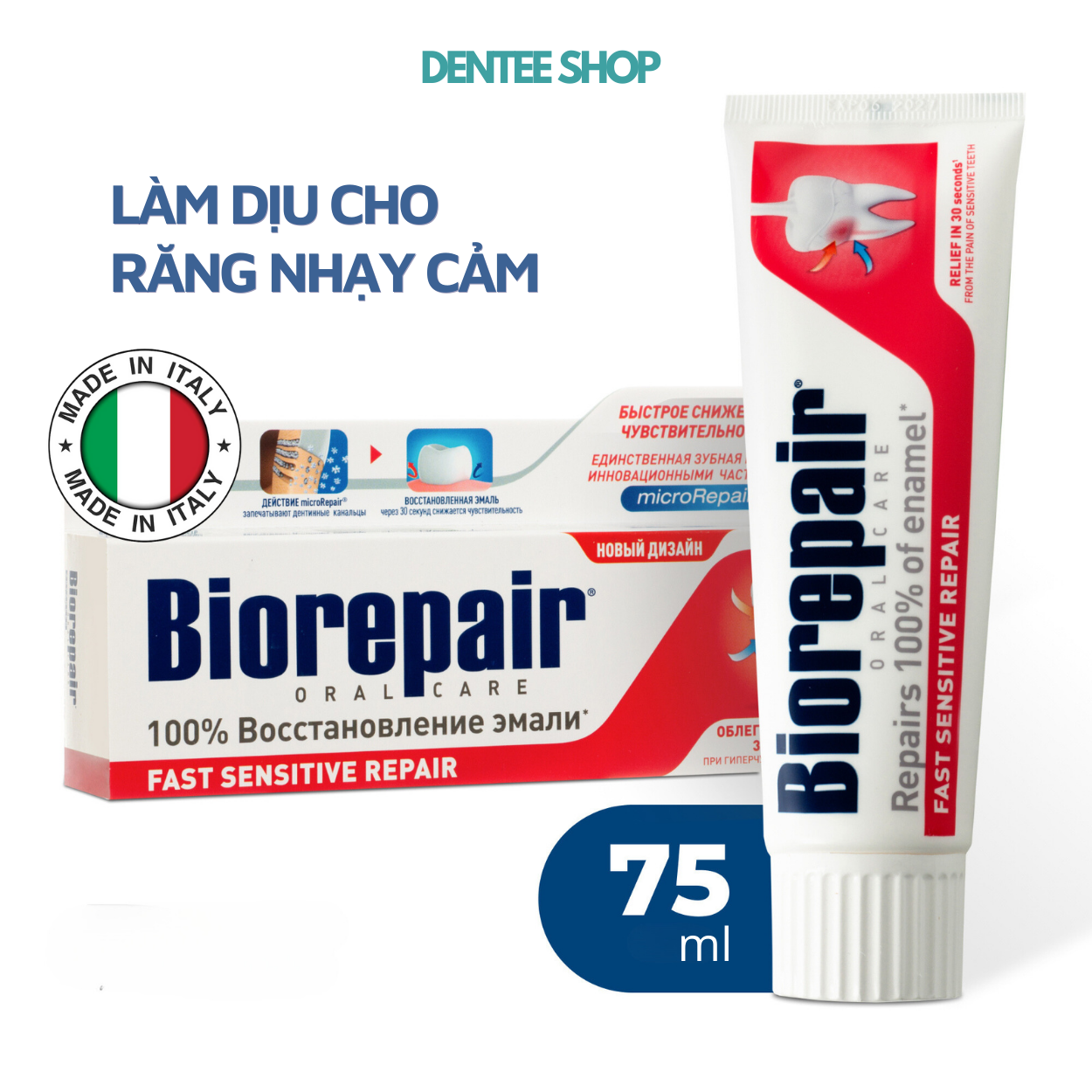 Kem đánh răng cho răng nhạy cảm Biorepair Sensitive 75ml