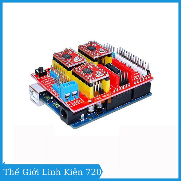 Combo arduino uno r3 dán + shield uno r3 + 4 module a4988 v1