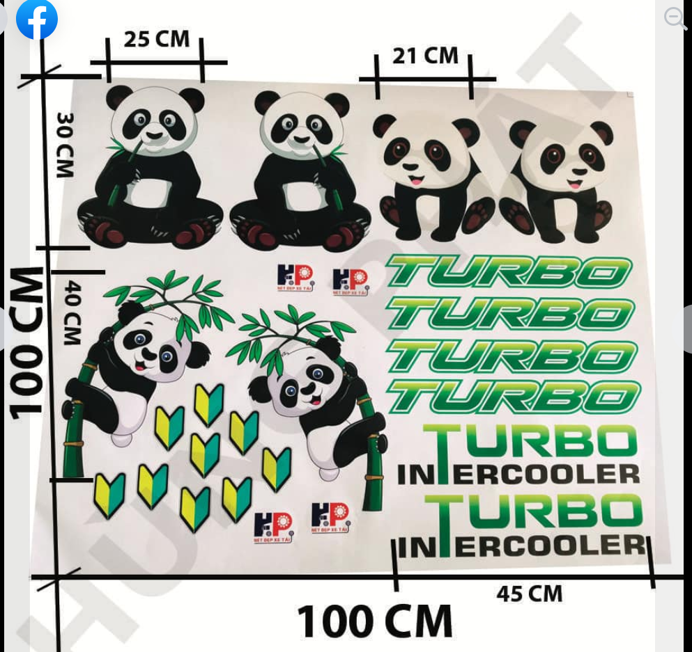 TEM GẤU TRÚC TURBO XỊN XÒ - KT 1Mx1M - DÀNH CHO TẤT CẢ CÁC LOẠI XE TẢI