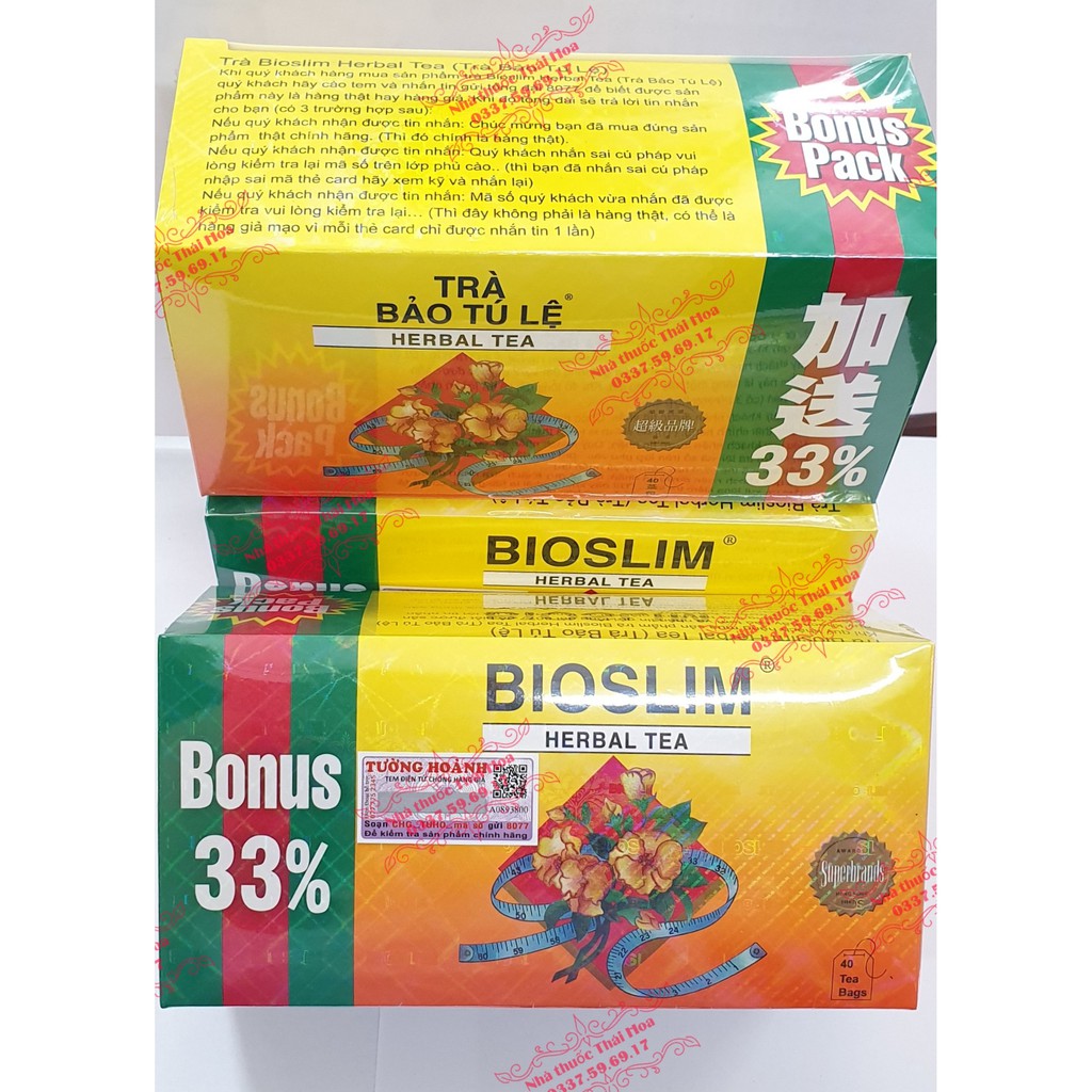 TRÀ GIẢM CÂN BIOSLIM (BẢO TÚ LỆ) - HỘP 40 TÚI