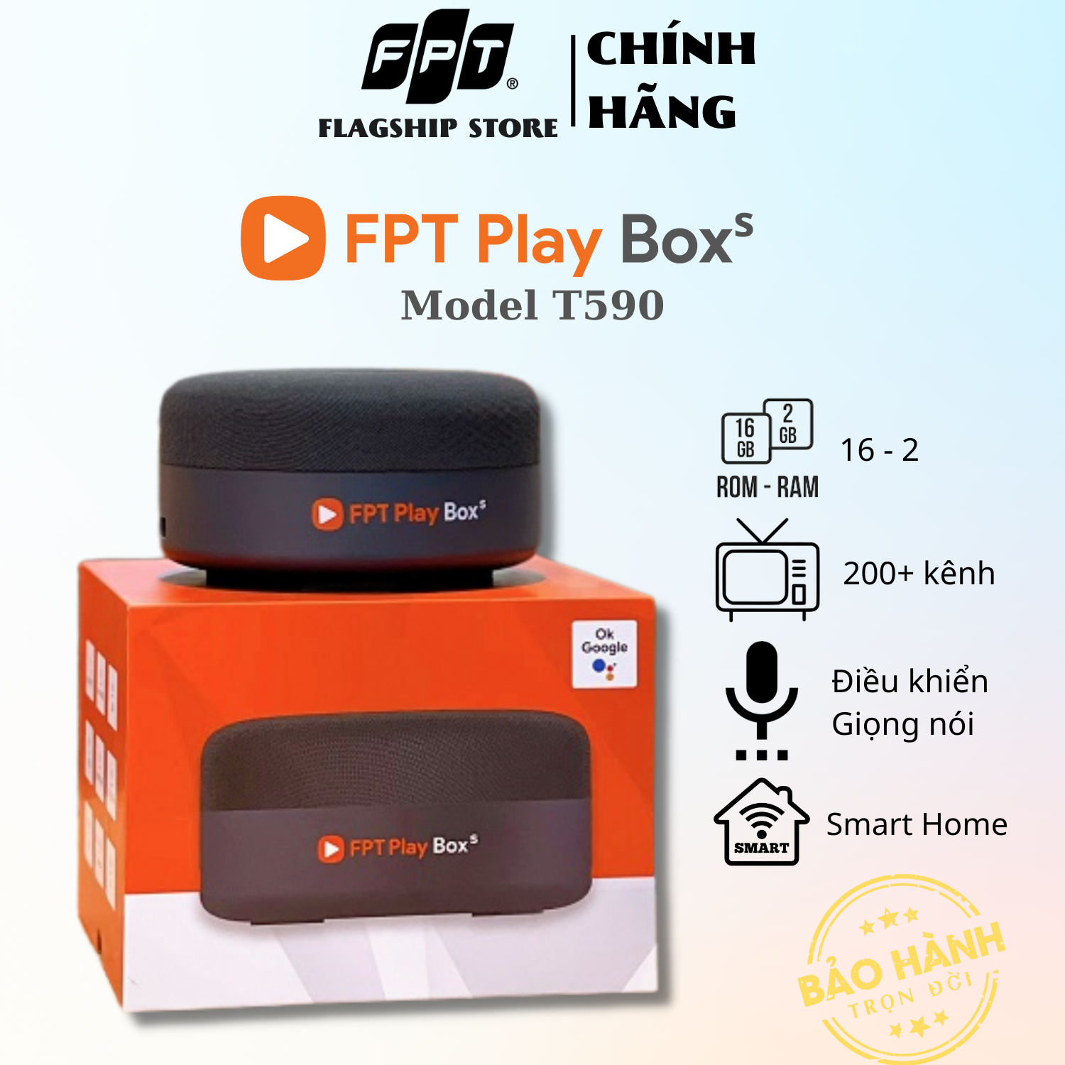 FPT PLAY BOX S 2021 + Modem 4K T590 + BOX TV KẾT HỢP LOA THÔNG MINH ĐIỀU KHIỂN BẰNG GIỌNG NÓI +Nhận ngay phần quà 300k + 6 tháng gói MAX FPT PLAY - Hỗ trợ học trực tuyến qua zoom