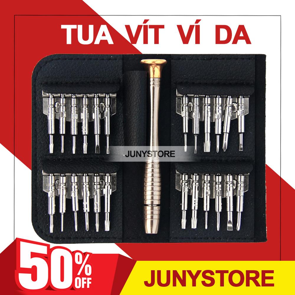 Bộ tua vit, bộ tua vít đa năng sửa điện thoại 25 món có bao da. Bộ tua vít sửa điện thoại. Mua tua vit iphone - Bộ tô vít ví da 25 in 1 siêu tiện ích, tiện lợi, Đầu vặn với nhiều kiểu dáng và kích cỡ SP CHẤT LƯỢNG CAO ! BẢO HÀNH UY TÍN