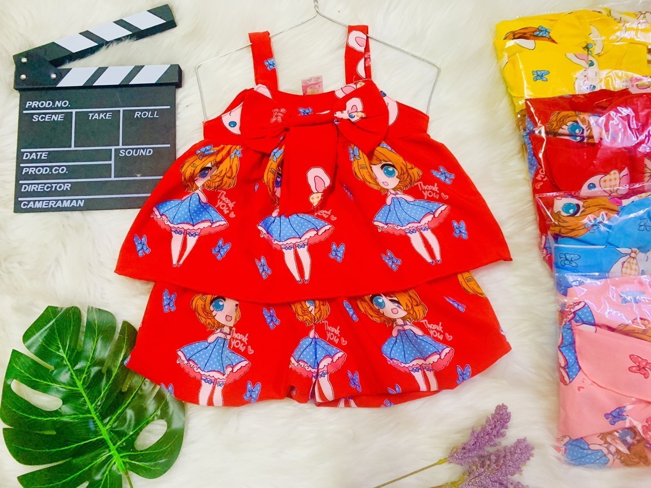 Bộ Lụa Nhún Ngực Nhiều Họa Tiết Bé (6-20kg) (giao màu ngẫu nhiên)