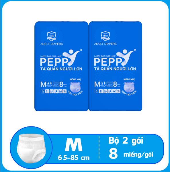 [HCM]Combo 2 gói tã quần dành cho người lớn PEPPY loại mỏng nhẹ size M8 L7