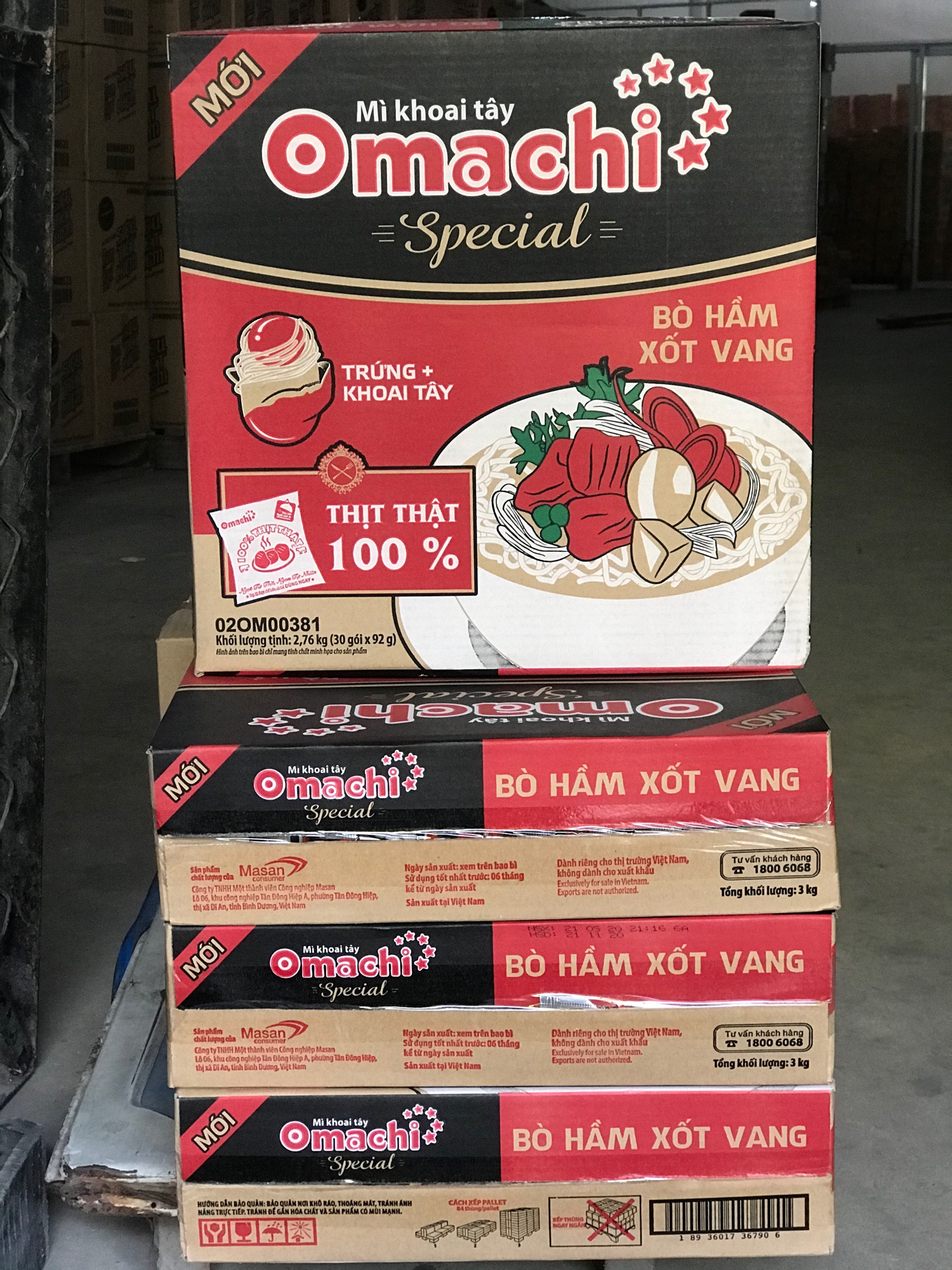 Mì Omachi SPECIAL bò hầm xốt vang (có thịt thật) gói 92gam(1 thùng 30 gói)