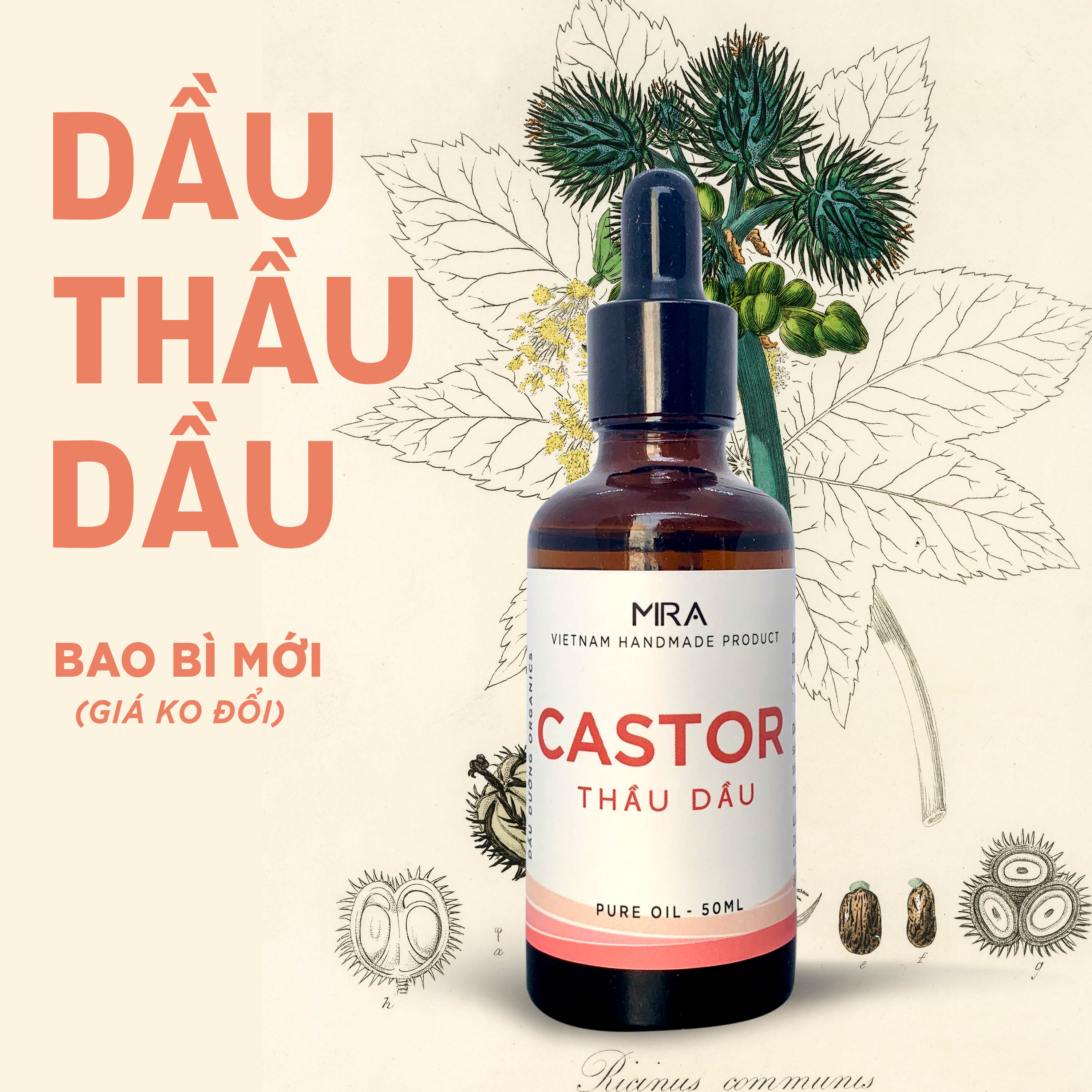 Dầu Thầu Dầu Castor Oil Ủ Tóc dưỡng tóc mọc tóc - miracare