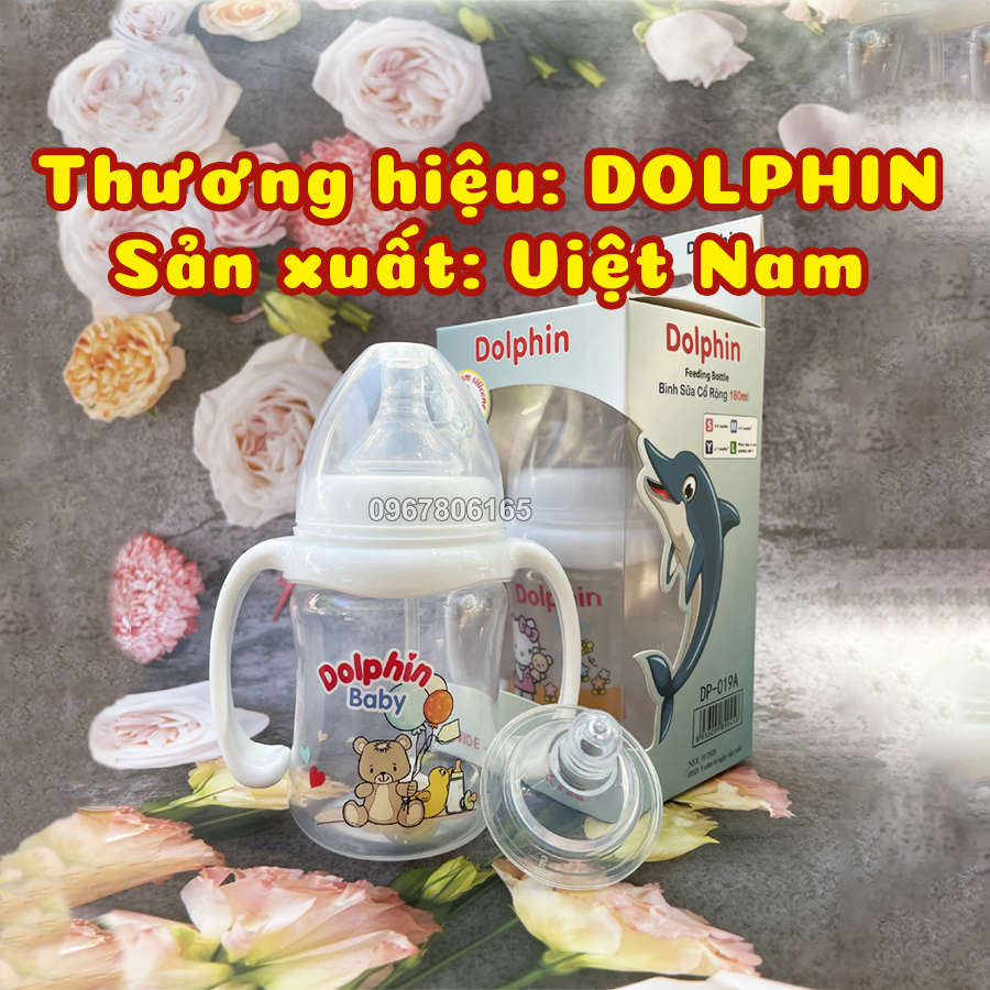 Bình Sữa Cổ Rộng DOLPHIN 180ml Có Tay Cầm – DP-019A