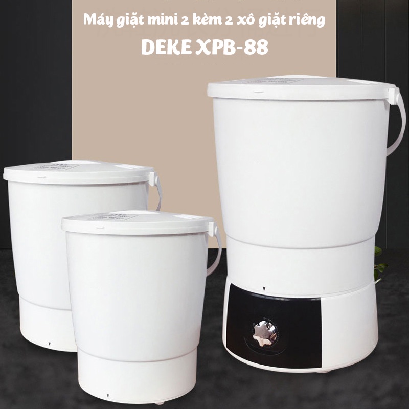 Xô Máy giặt mini DEKE XPB-45 đựng giày dép, máy giặt xoáy cực mạnh đảo chiều 2 lồng giặt quần 4kg
