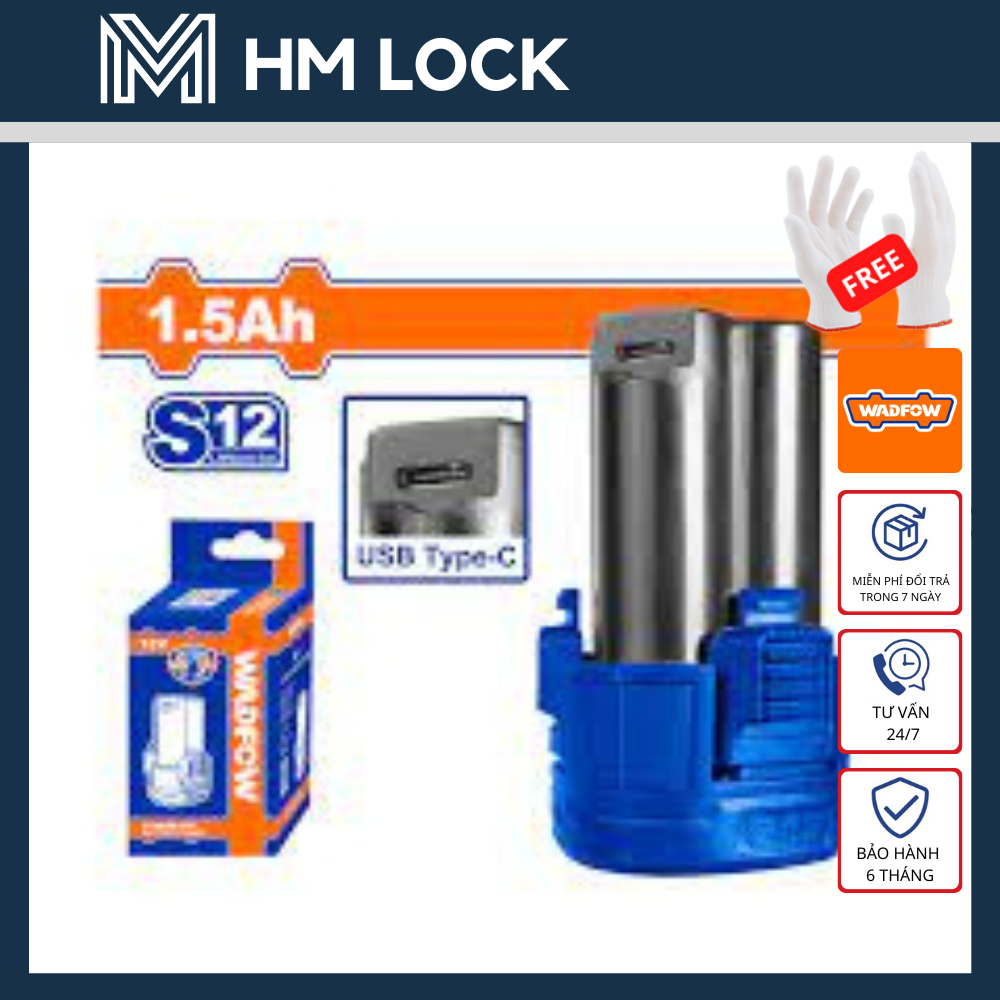 Pin lithium ion 12v wadfow - hàng chính hãng - wlbs5150 - hm lock