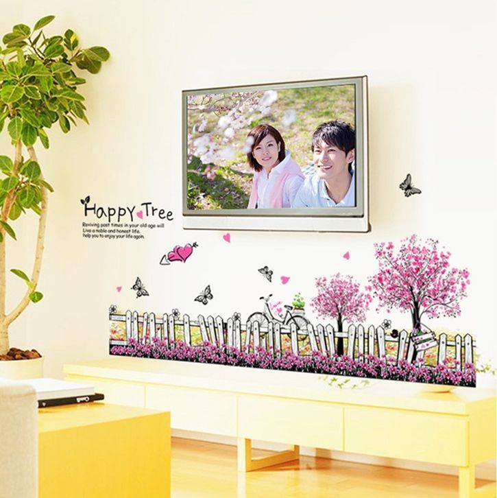 [HCM]DECAL DÁN CHÂN TƯỜNG HÀNG RÀO HỒNG