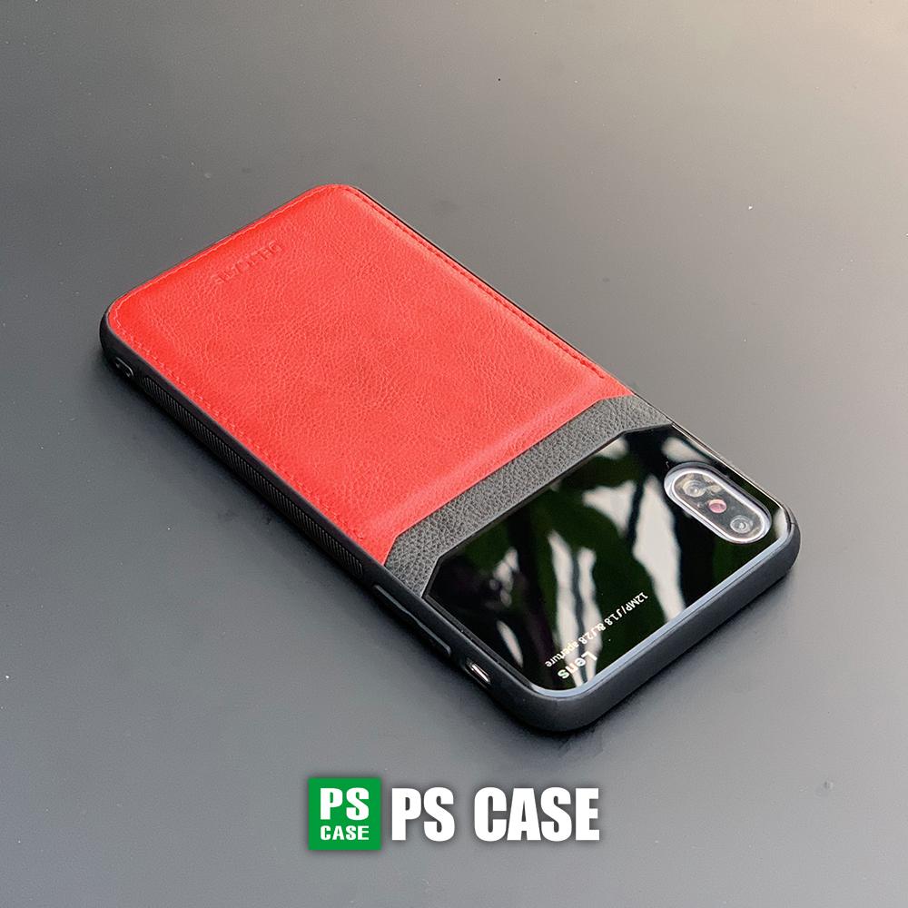 Ốp lưng da kính cao cấp dành cho iPhone X / iPhone XS - Màu đỏ - PS Case Phân Phối