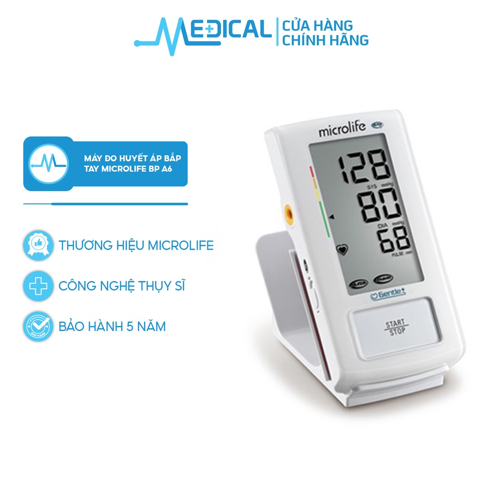 Máy đo huyết áp bắp tay MICROLIFE BP A6 Basic điện tử cảnh báo đột quỵ
