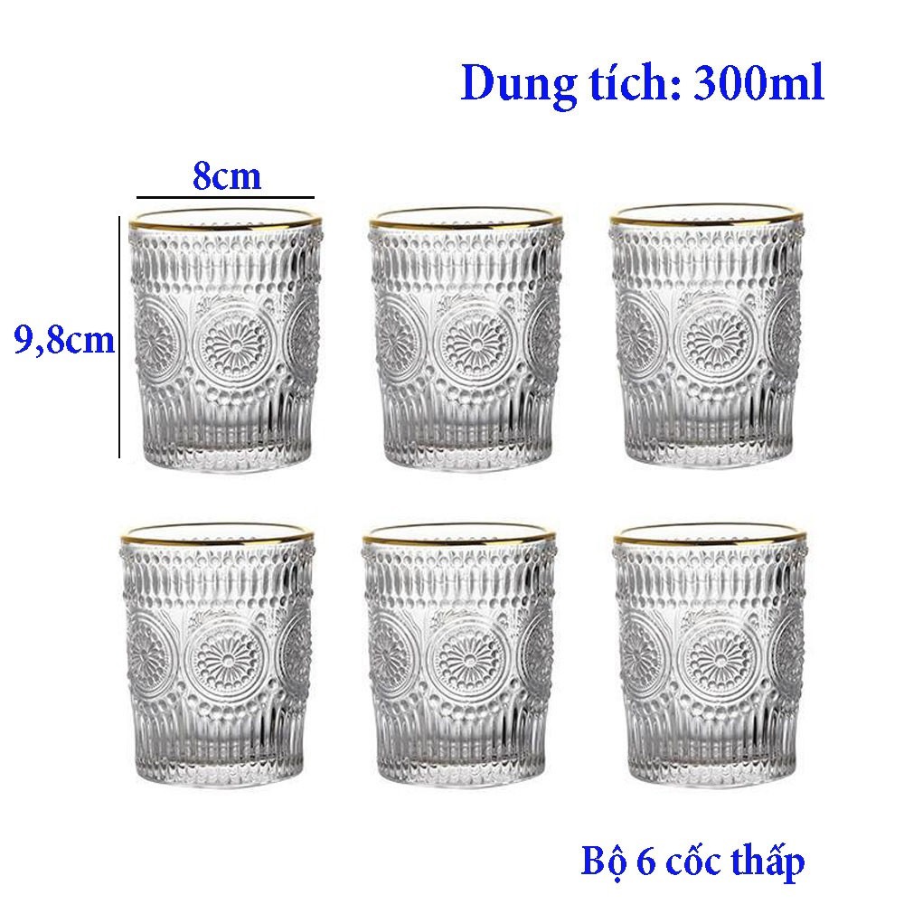 Bộ 6 cốc thuỷ tinh kèm giá úp cốc