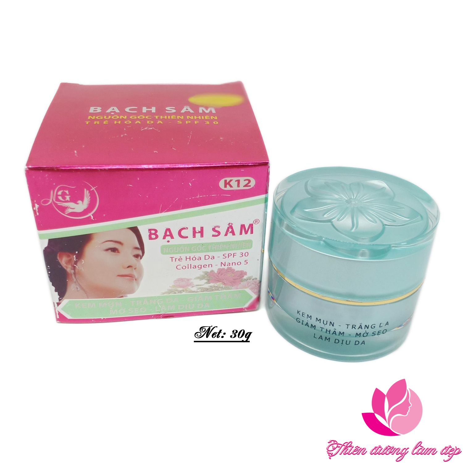 Kem Mụn, Trắng da, Giảm thâm, Mờ sẹo, Làm dịu da K12 BẠCH SÂM - 30g