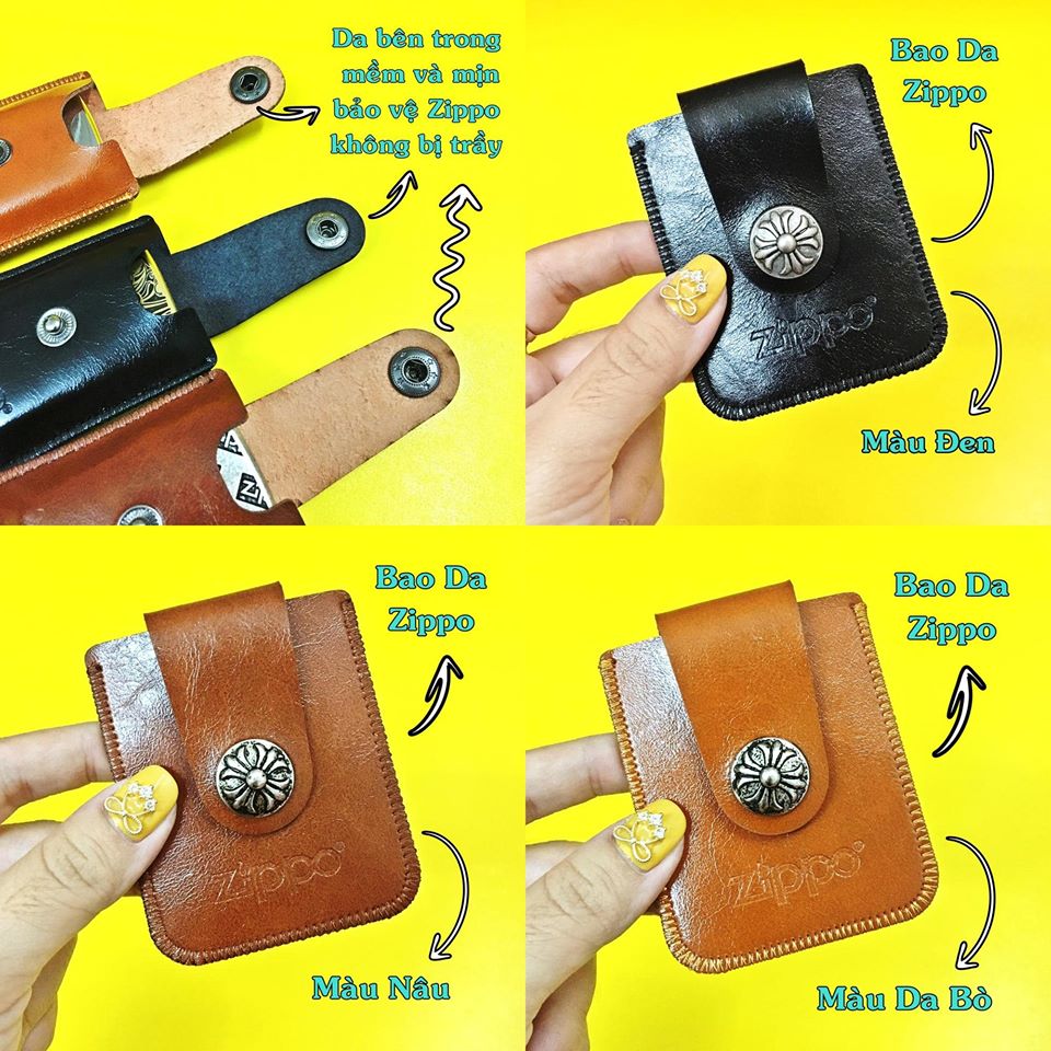 (GIÁ RẺ GIÁ RẺ) BAO DA ZIPPO DA BÊN TRONG MỀM VÀ MỊN