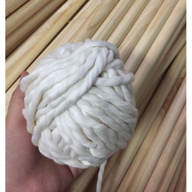 Dây thừng macrame 1 xoắn cotton màu kem sữa (3mm và 5mm) (0,5kg)