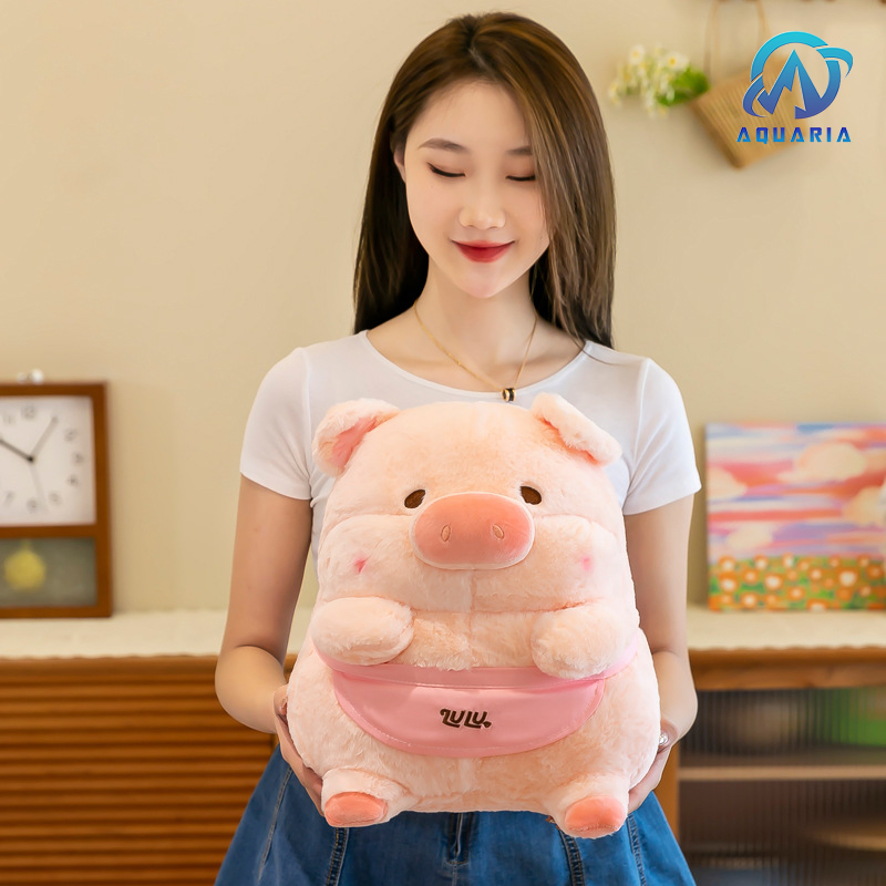 Gấu bông gối ôm thú bông, nhồi bông heo lulu đeo yếm lulu hồng ngáo ngơ siêu dễ thương hot hit