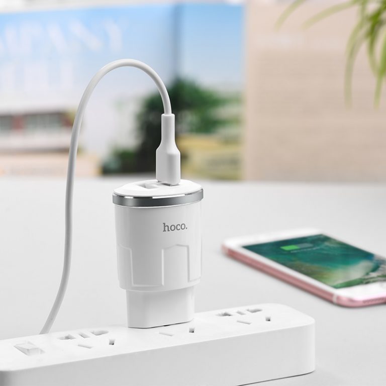 Củ sạc nhanh 2 cổng cho iphone samsung chính hãng hoco C38