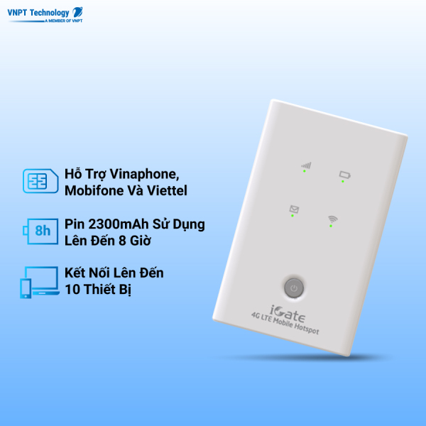 Bộ Phát Wifi Di Động VNPT Technology 3G/4G LTE Mobile Hotspot 150Mbps Pin sạc 2300mAh iGate MR4G-11D