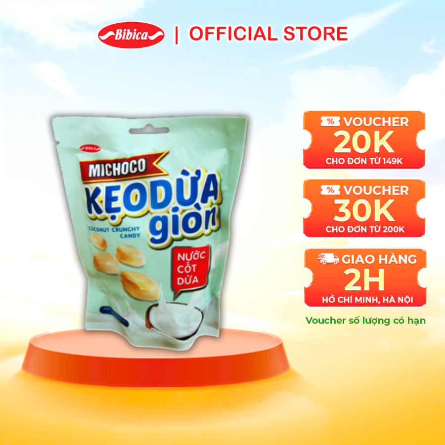 Combo 3 Kẹo Michoco Dừa Giòn Nước Cốt Dừa Bibica 100g