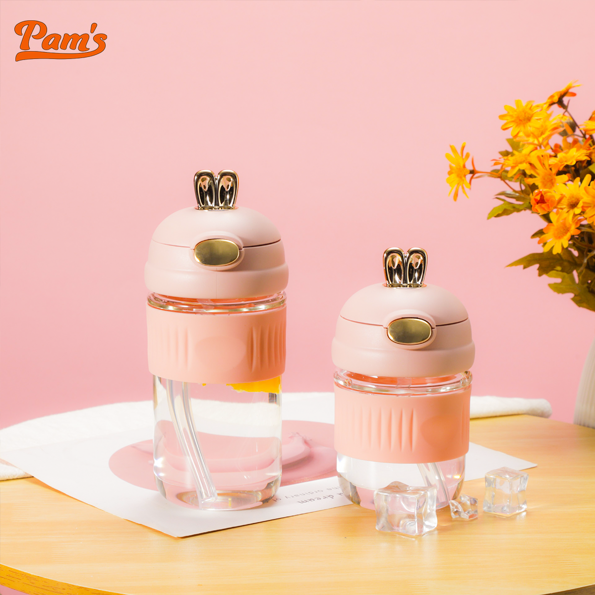[QUÀ TẶNG - MÀU NGẪU NHIÊN]Bình Thuỷ Tinh Bọc Silicone Đựng Sữa Hạt 400ml Pams