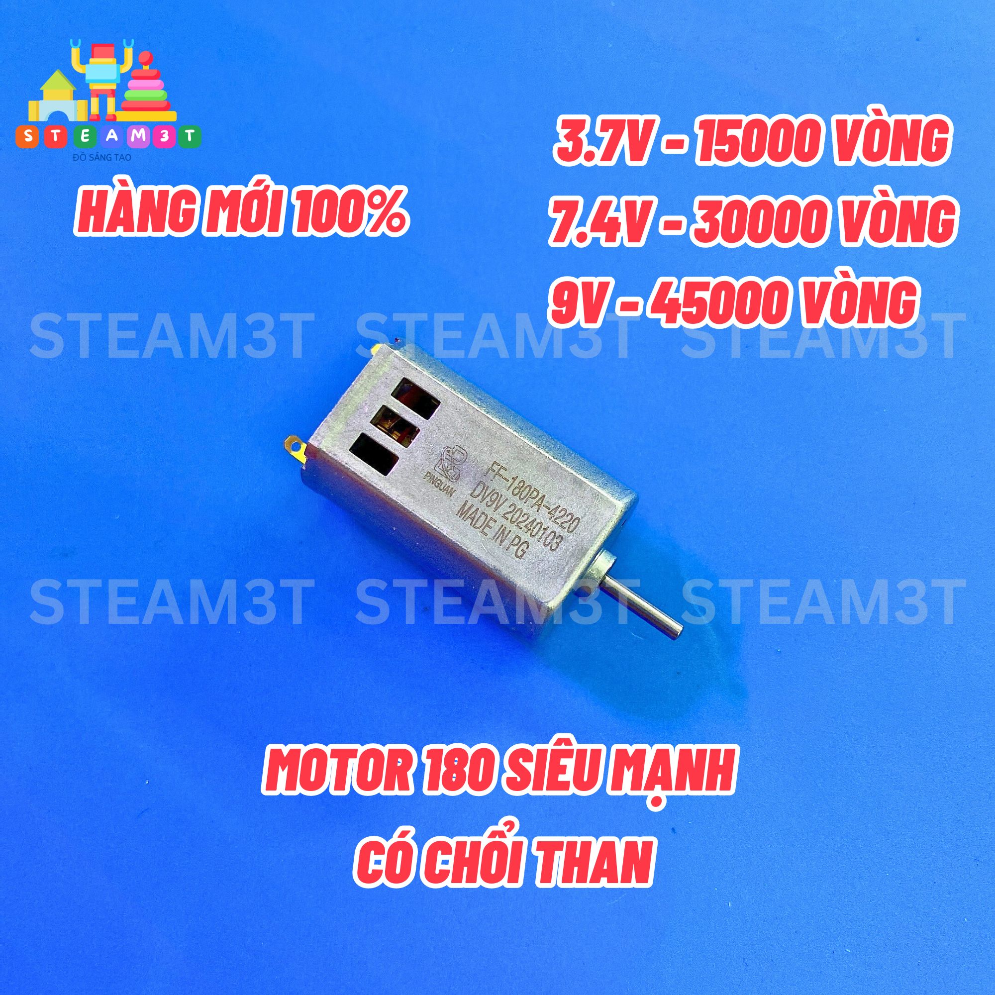 [HCM]Động cơ motor mô tơ mini siêu mạnh 180 điện áp 3V - 6V - 7.2V tốc độ cao - 24500rpm - LK0077