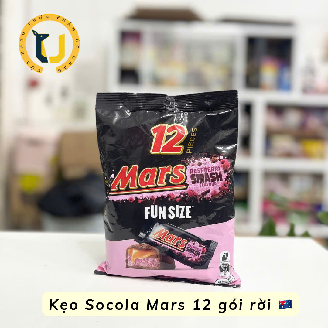 (HÀNG ÚC) Kẹo socola nhân caramel và smashmallow MARS FUNSIZE/ RASPBERRY Smash gói 12 viên rời