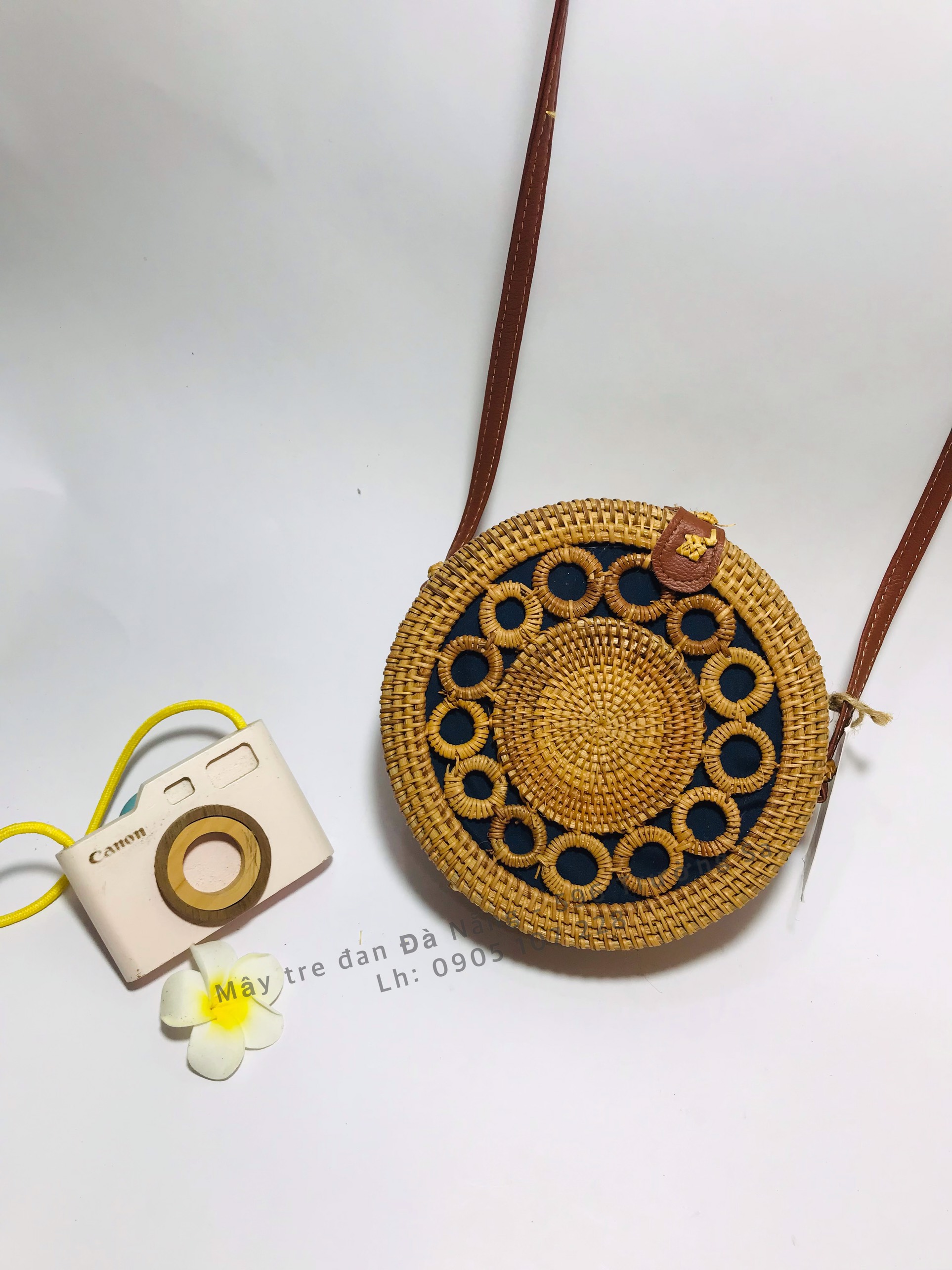 Túi mây tròn đeo chéo/ hoạ tiết hoa văn đa dạng/ kích thước d16cm hoặc d20cm/ phong cách vintage, boho, retro