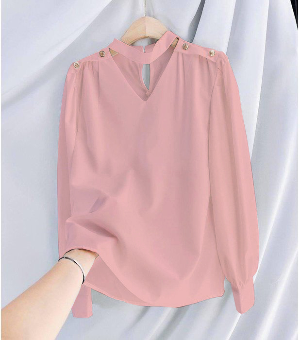 Áo dây cổ cách điệu vai tay dài