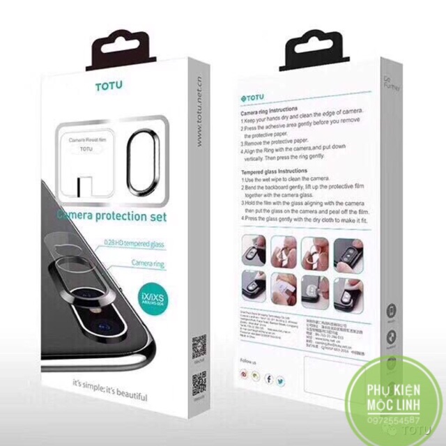 COMBO KÍNH + BẢO VỆ CAMERA IPHONE XS MAX XS X HIỆU TOTU CAO CẤP