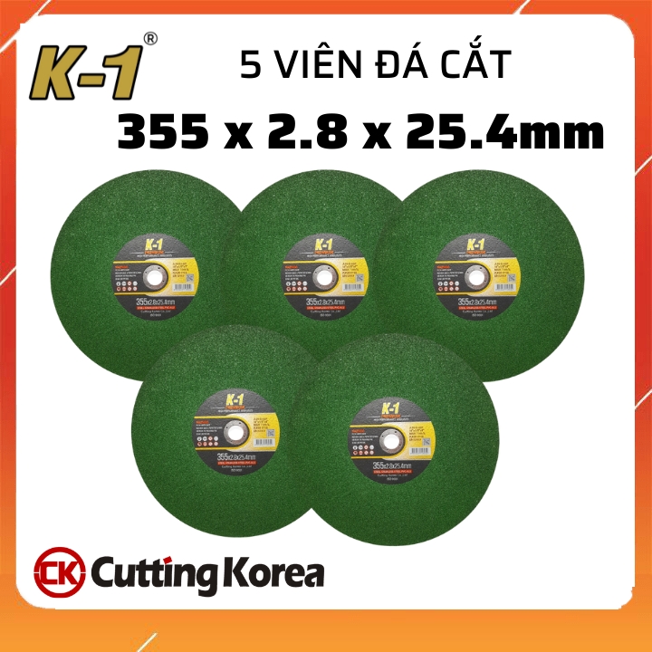 5 viên ĐÁ CẮT SẮT 355  | Đá cắt K1 Xanh 355 | Đá cắt sắt phi 355