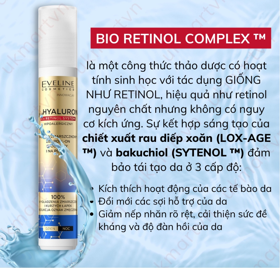 Lăn Mắt Eveline Bio Hyaluron 3x Retinol