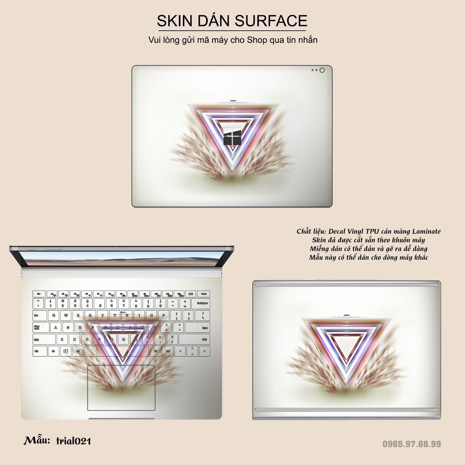 Decal skin dán surface pro / laptop / go / book mẫu đa giác