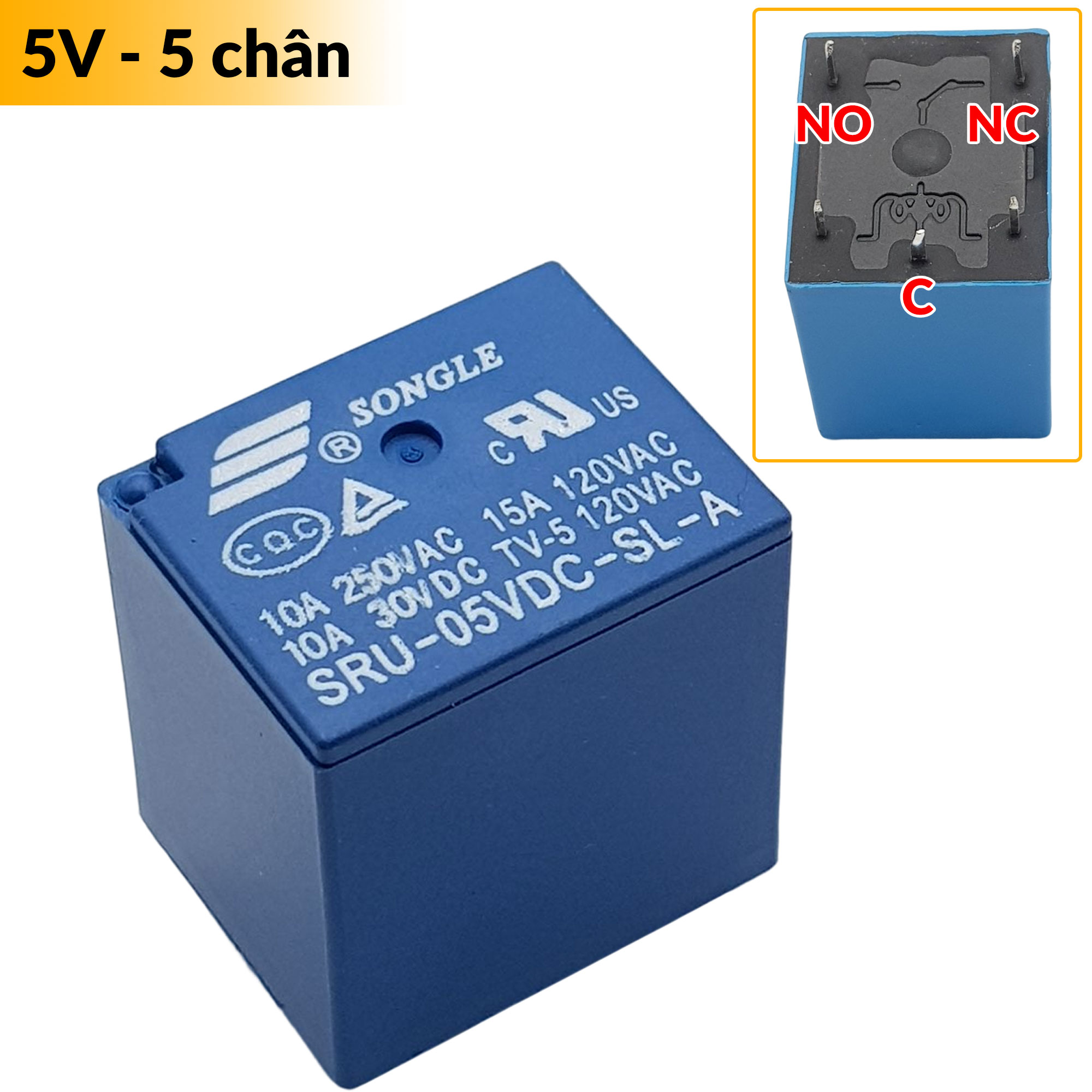 Relay 5VDC 10A - 12VDC 10A SRU 4 chân - SRD 5 chân