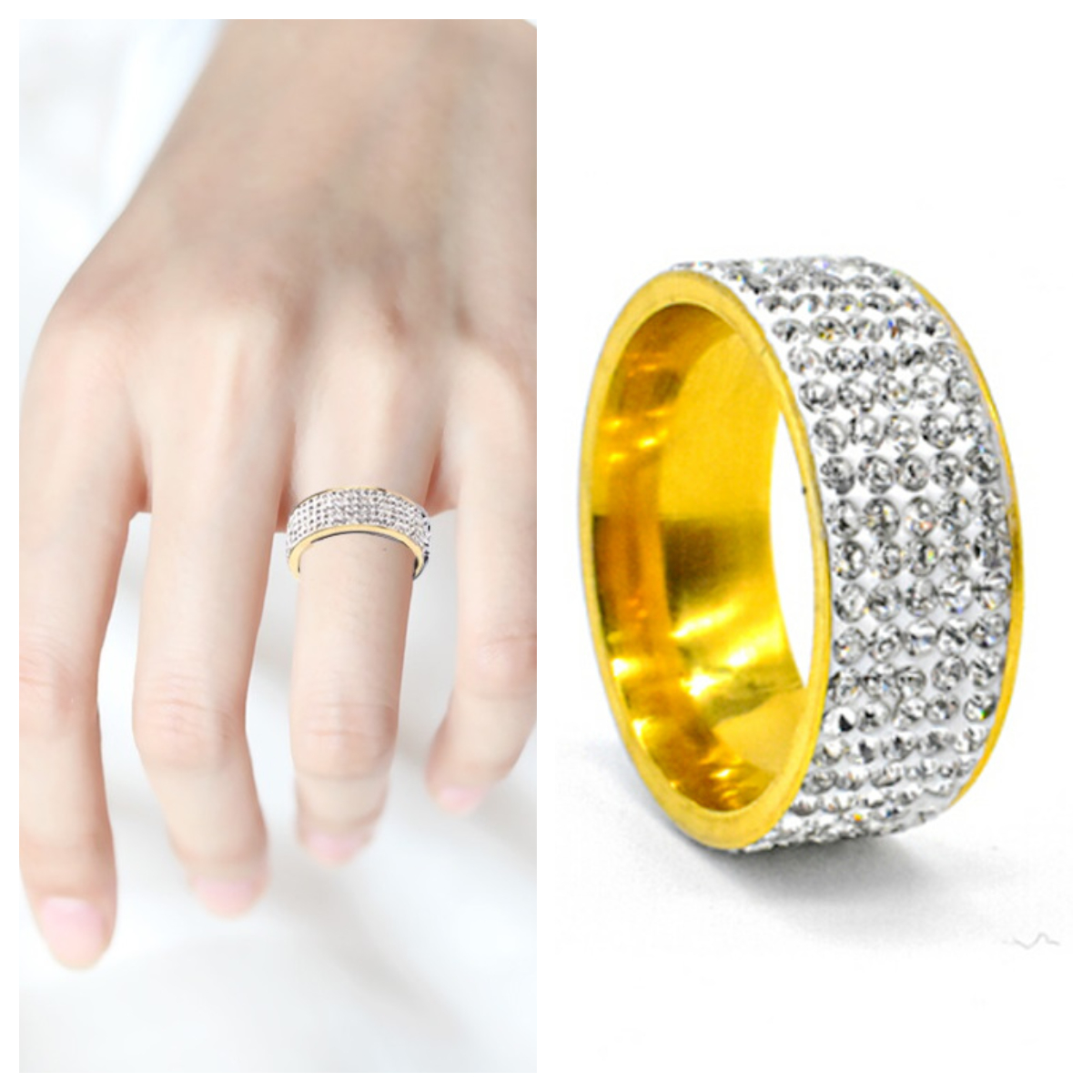 Nhẫn nữ titan đính đá zircon lấp lánh sang trọng rfullzircon1