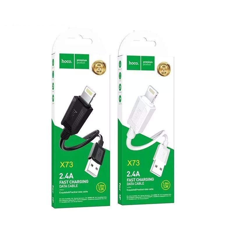 Cáp sạc 2.4A Hoco X73 Lightning dây dẻo siêu bền dài 1M cho iPhone