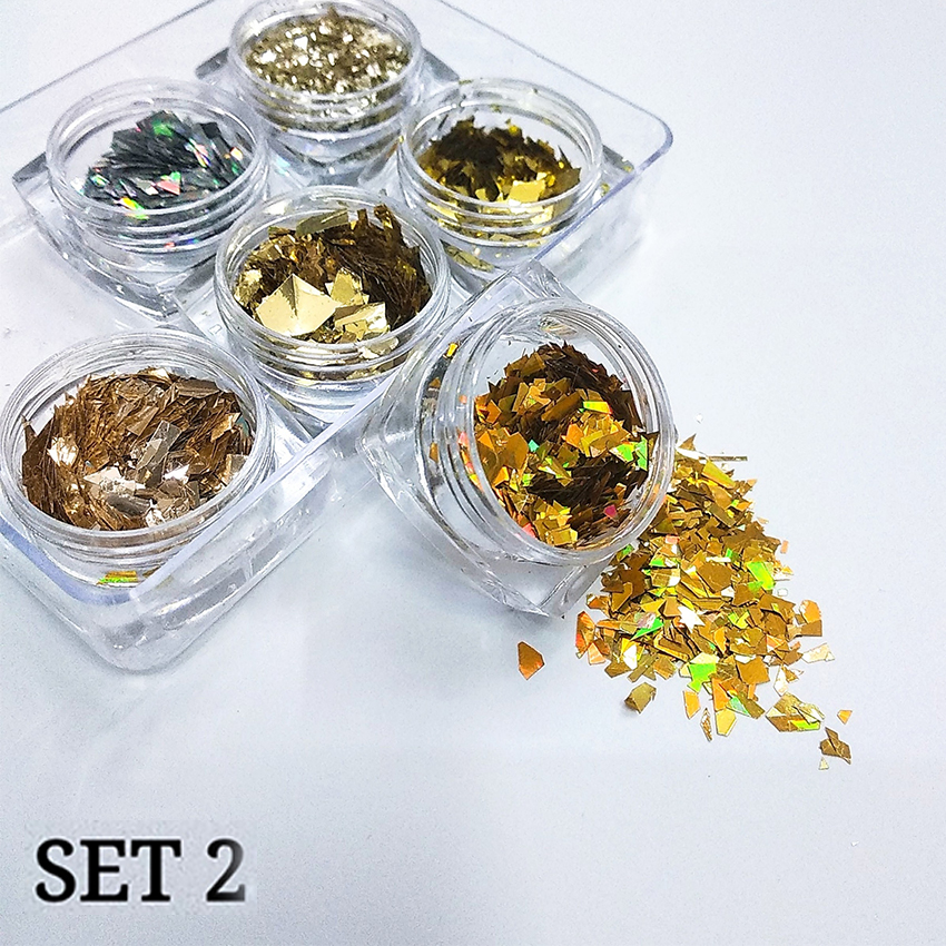 [HCM]Set 6 hũ thủy tinh vụn trang trí móng