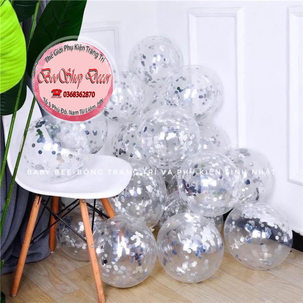 [Mã LIFE1511A giảm 10% đơn 50K] Bóng Trong Suốt Lồng Nhũ Sequin Size 12 Inch