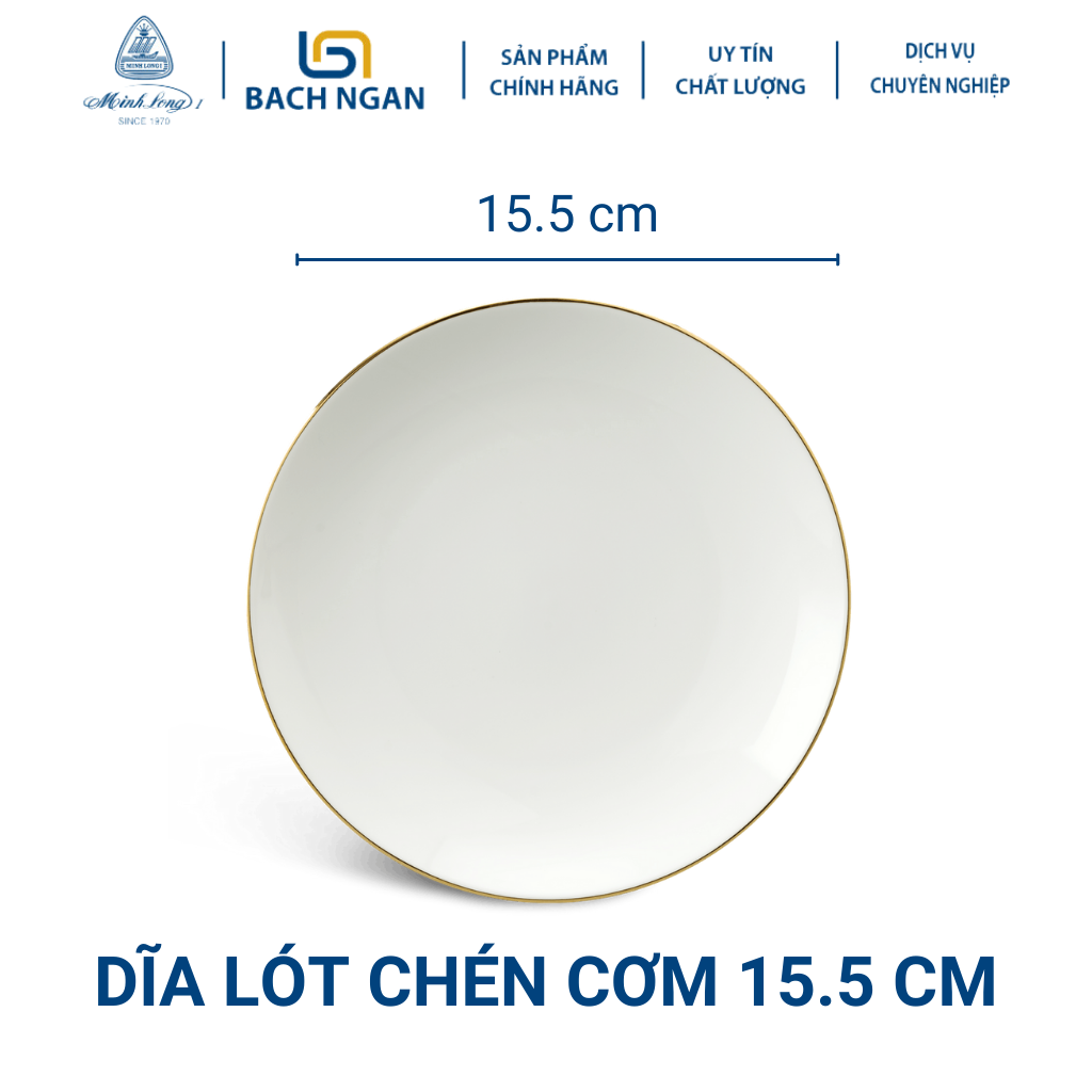 Dĩa lót chén Minh Long 15.5 cm Daisy IFP Chỉ Vàng