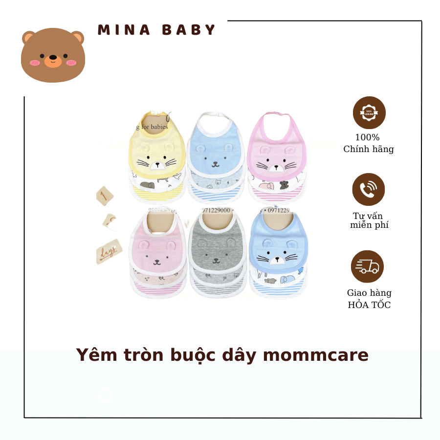 Set 3 yếm tròn bấm dây momcare cho bé