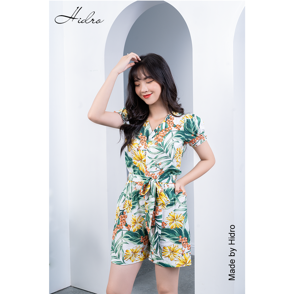 HIDRO Bộ Jumpsuit họa tiết nhiệt đới